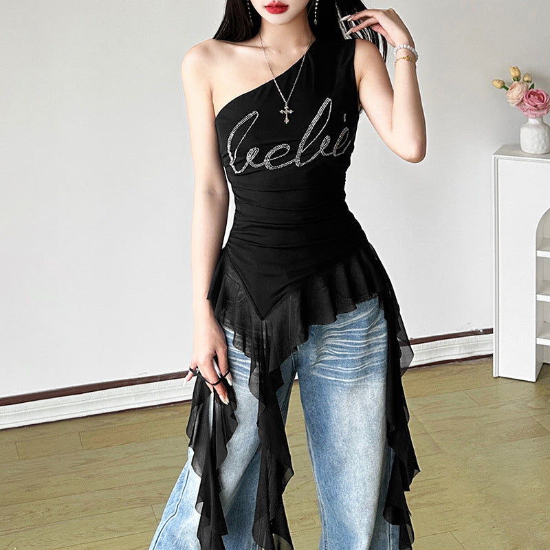 Shoulder Top Irregular Hem Women