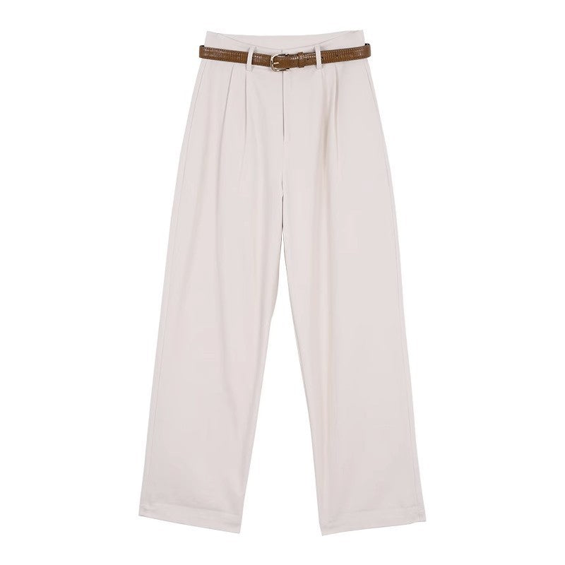 French High-Waist Slim Pants