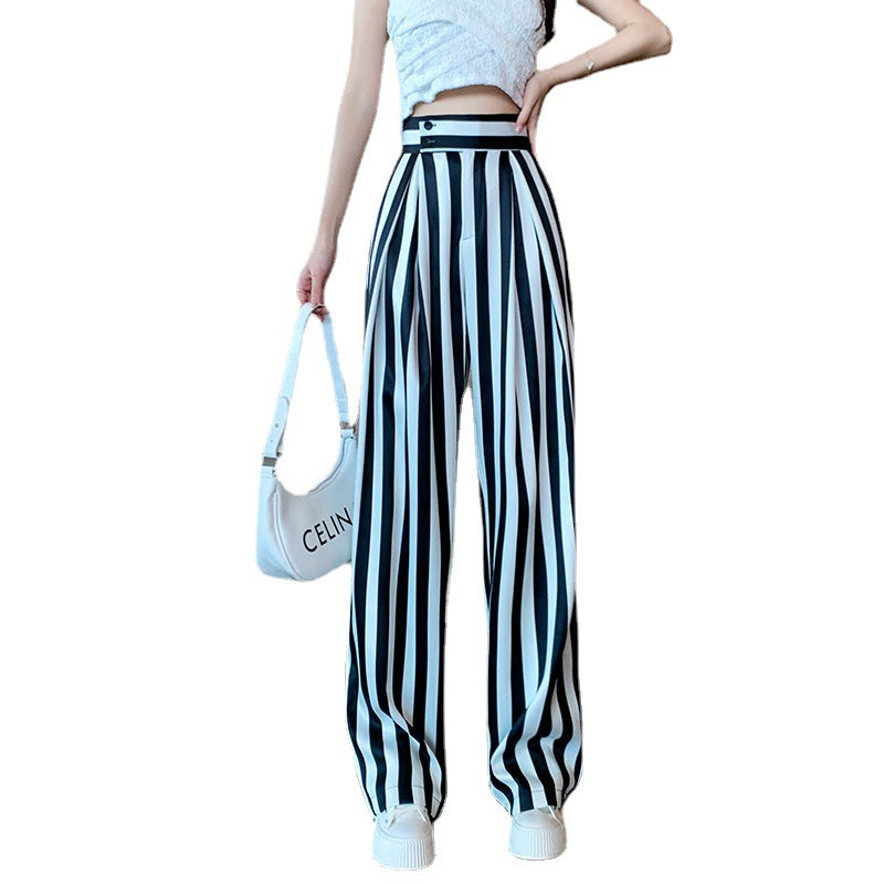 Vertical Stripe Wide-Leg Pants Set