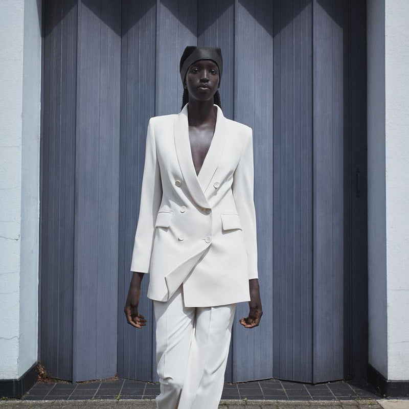 Double-Breasted Solid Women's Jacket