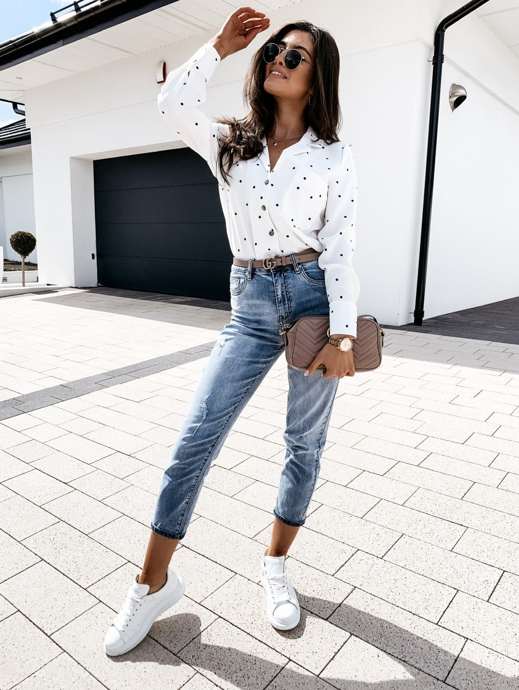 Slim Polka Dot Button Shirt