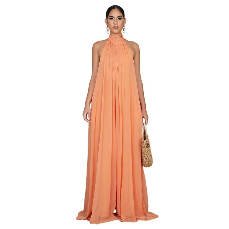 Backless Loose Chiffon Women's Jumpsuit