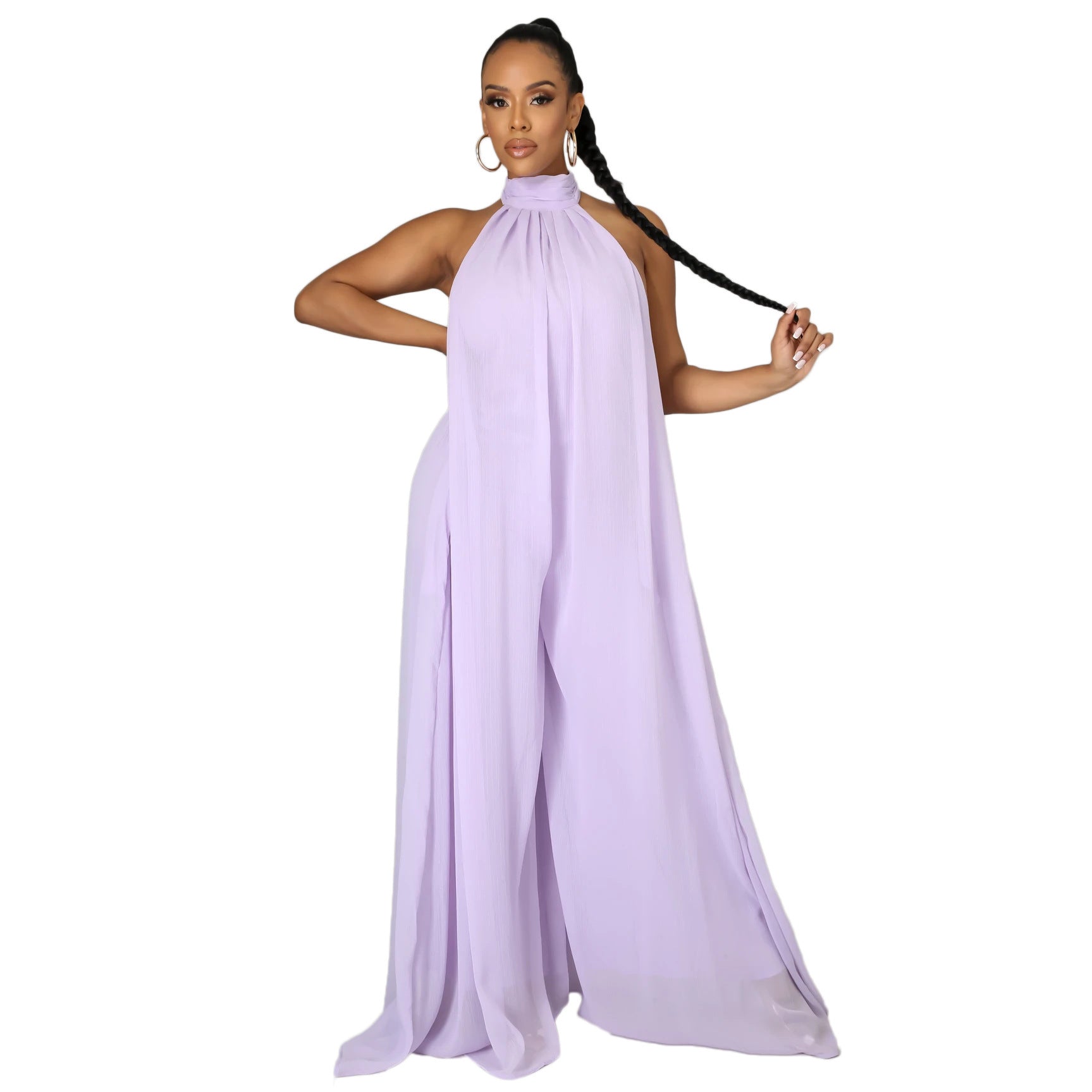 Backless Loose Chiffon Women's Jumpsuit