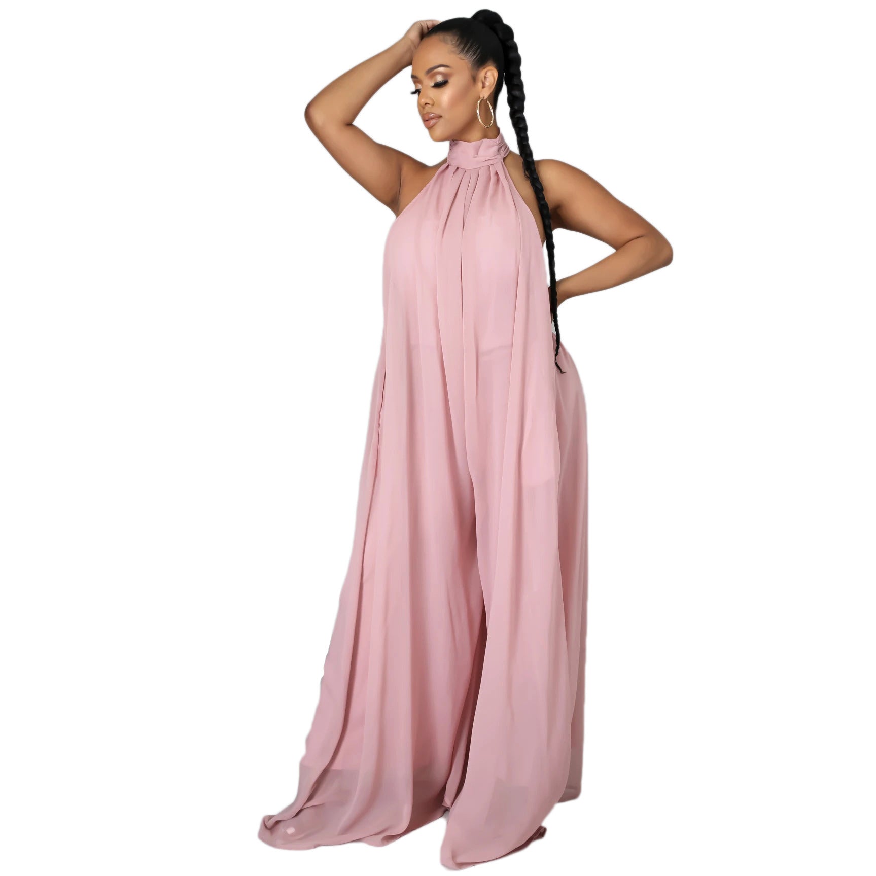 Backless Loose Chiffon Women's Jumpsuit