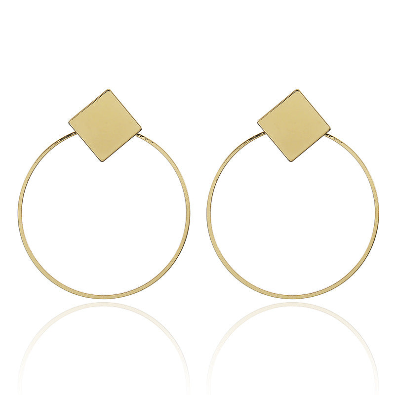 Women Big Geometric Gold Drop Earrings