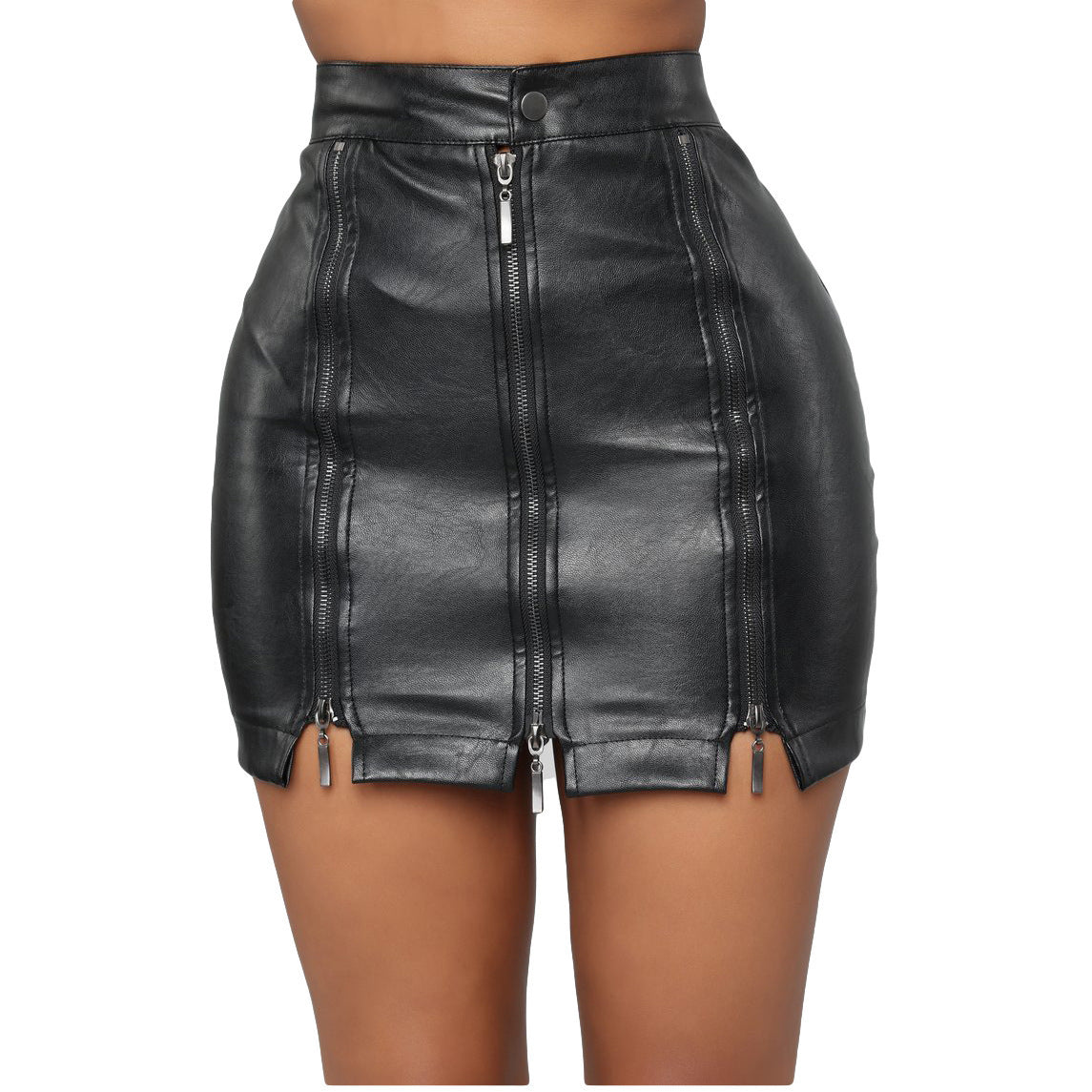 High-Waist Women's Leather Skirt