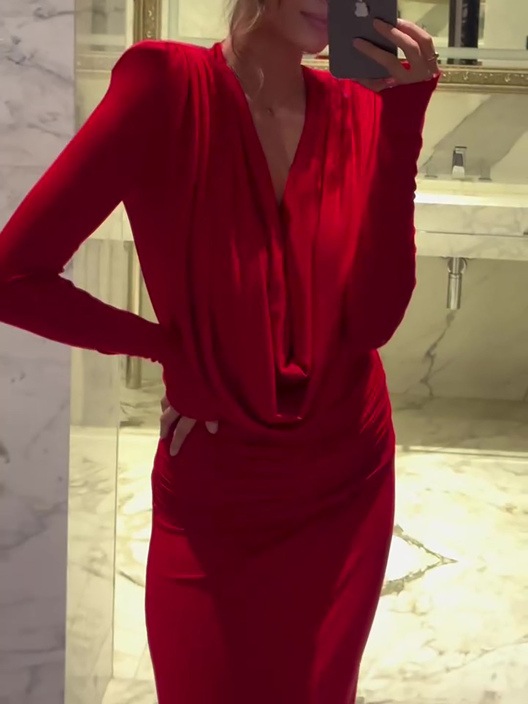 Red Long Sleeve Dress