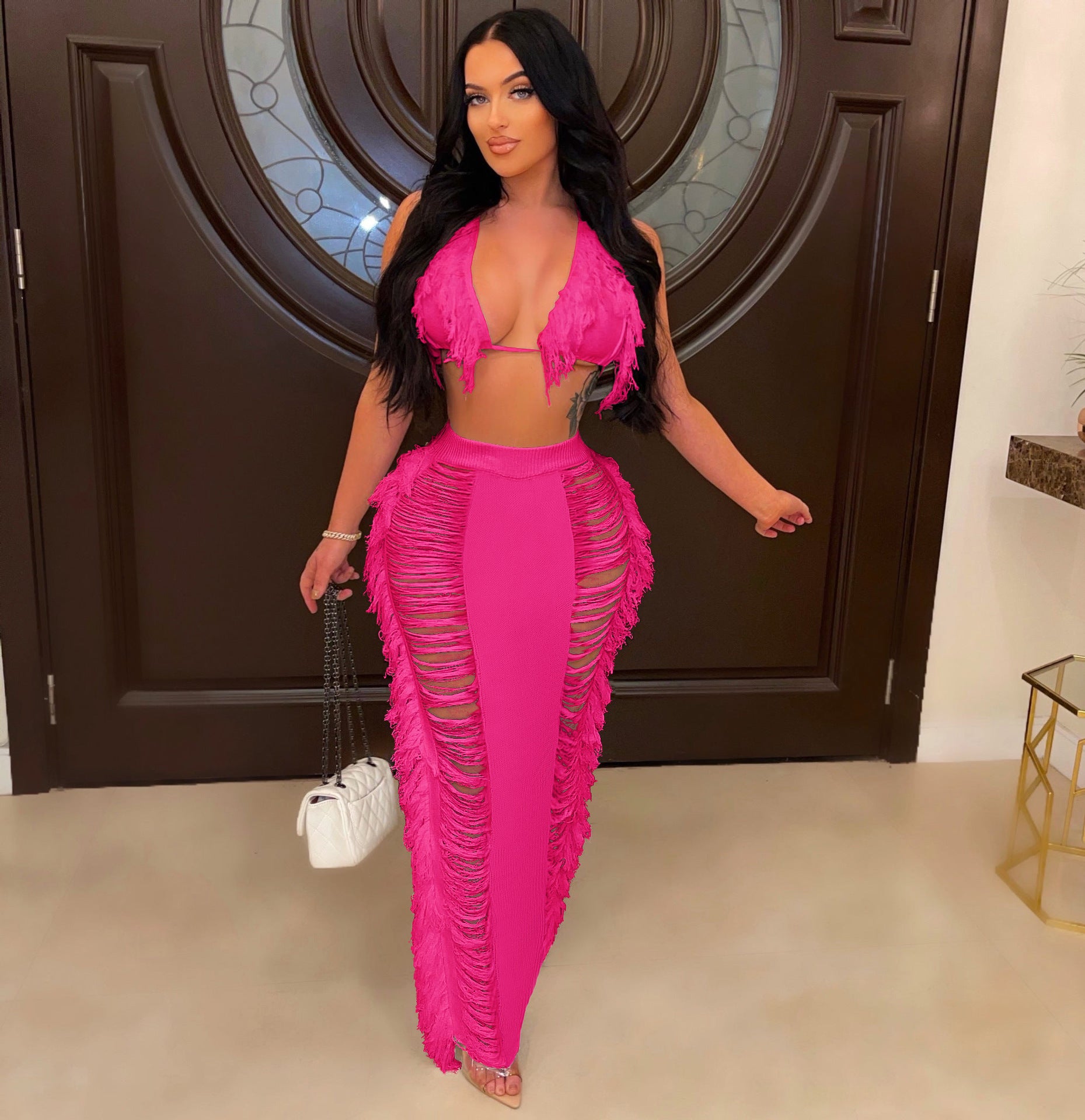 Knitted Tassel Women's Beach Skirt