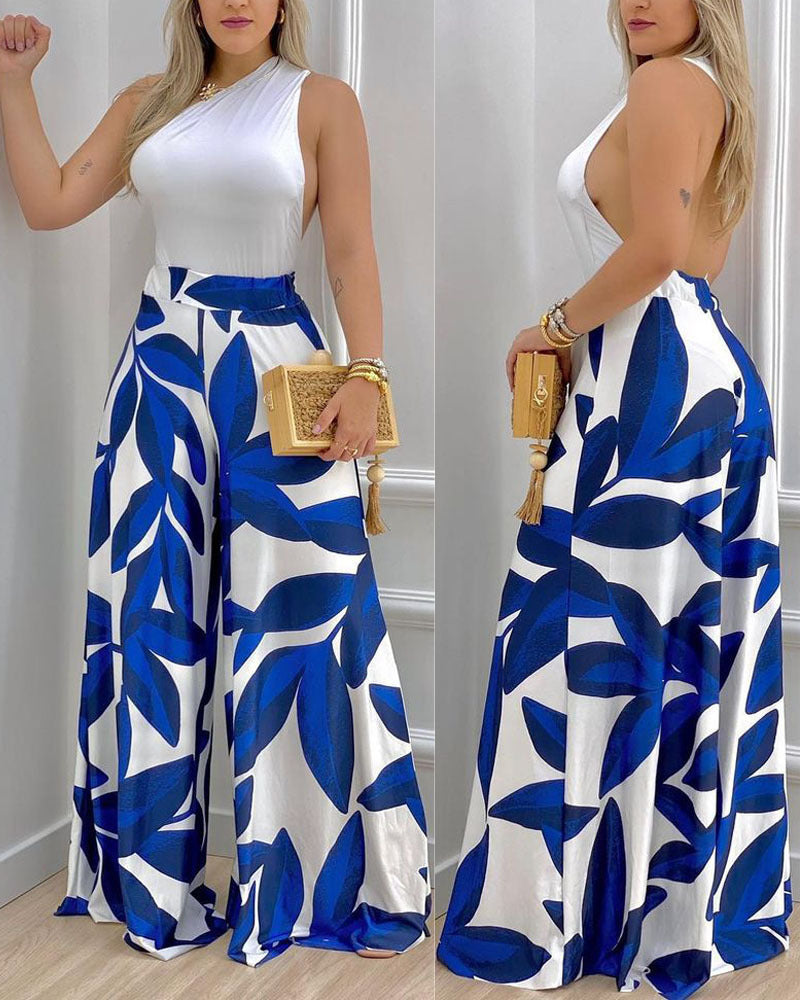 Patchwork Halter Women's Jumpsuit