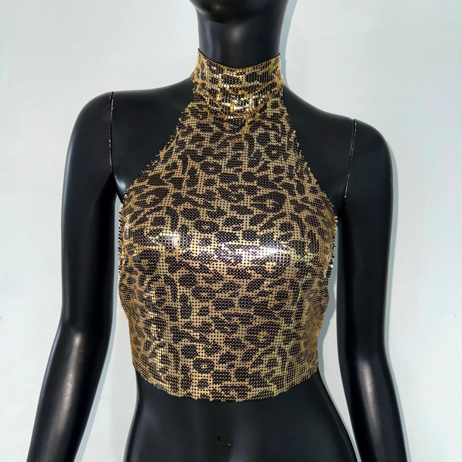 Leopard Halter Sequin Sling Women
