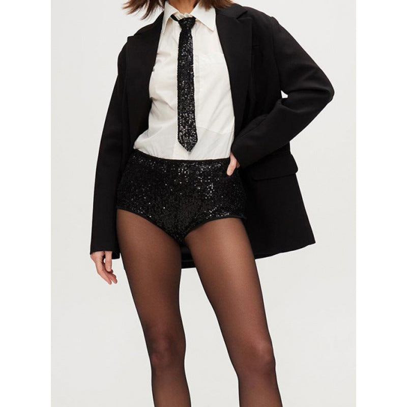 Sequined Slim Hot Pants