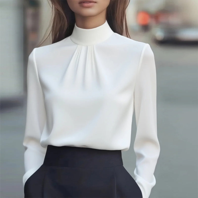Turtleneck Pleated Blouse