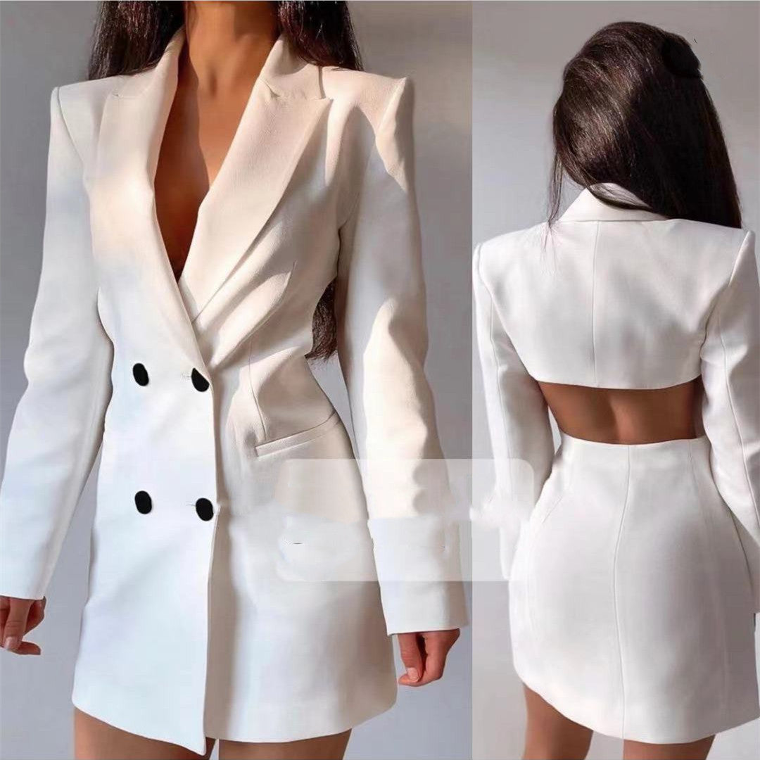 Backless Double-Breasted Suit Set