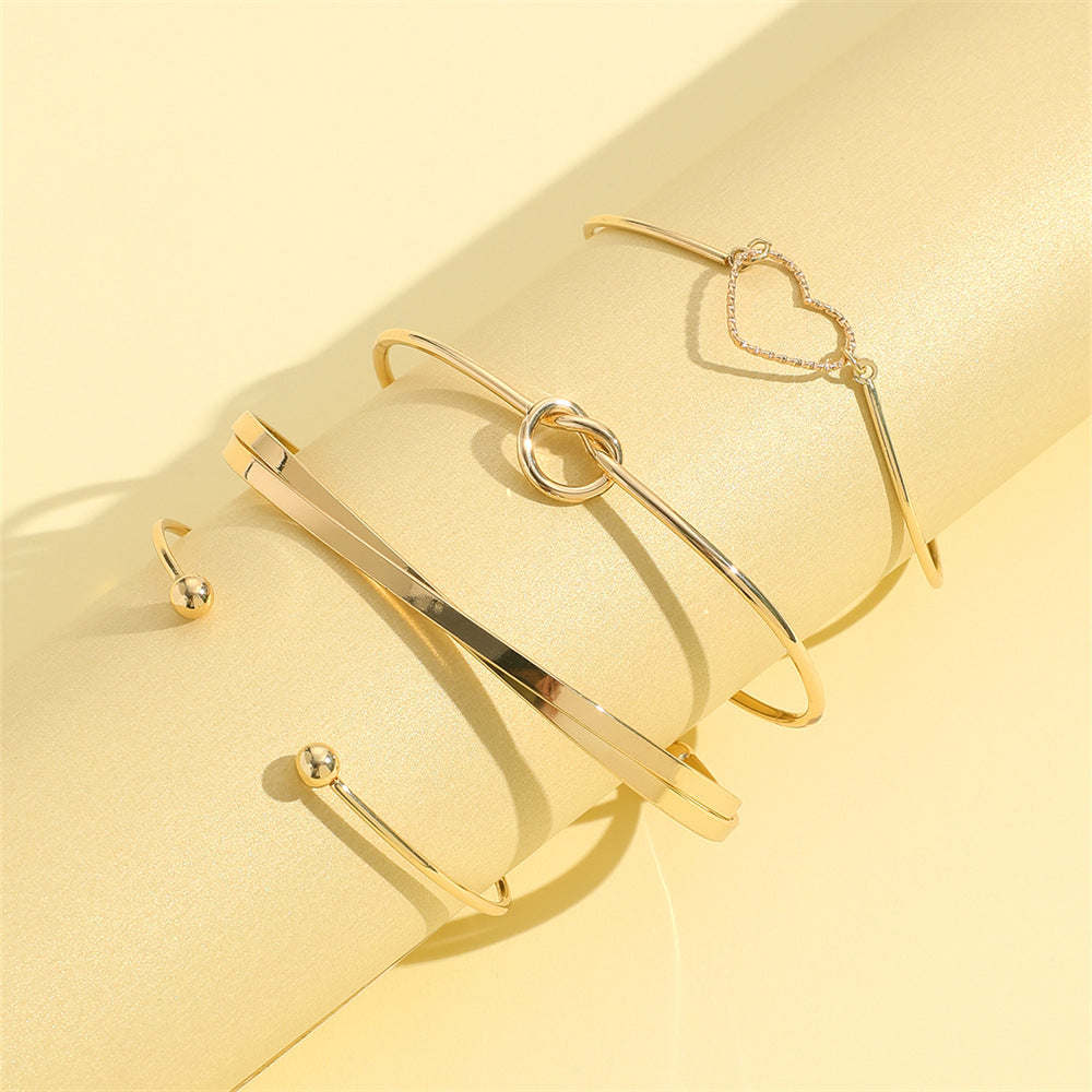 Vintage Gold Crystal Heart Letter Love Bangle Bracelet