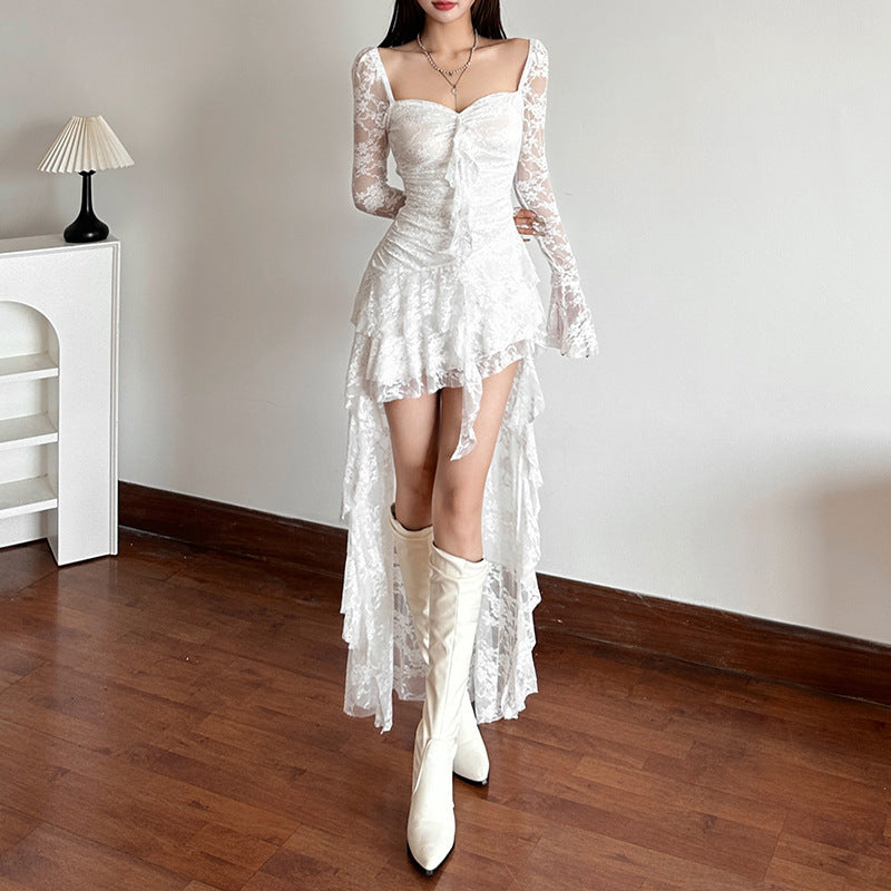 Square Neck Lace Long Dress