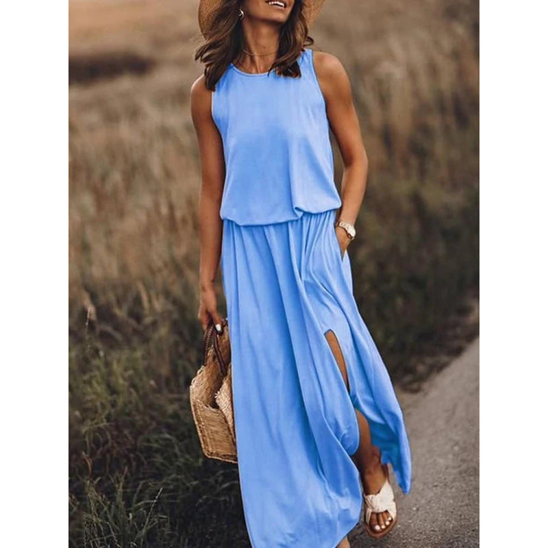 Sleeveless Split Midi Dress
