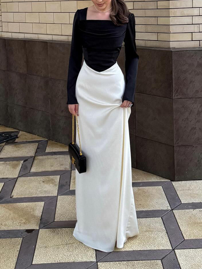 Velvet Panel Maxi Dress