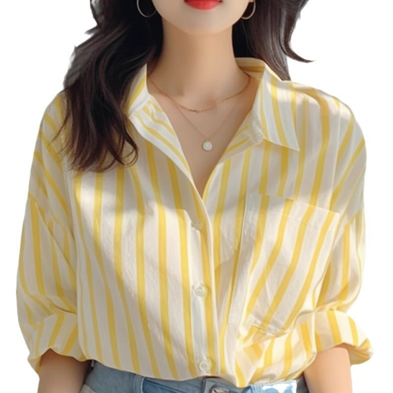 Yellow Striped Women's Sun Shirt
