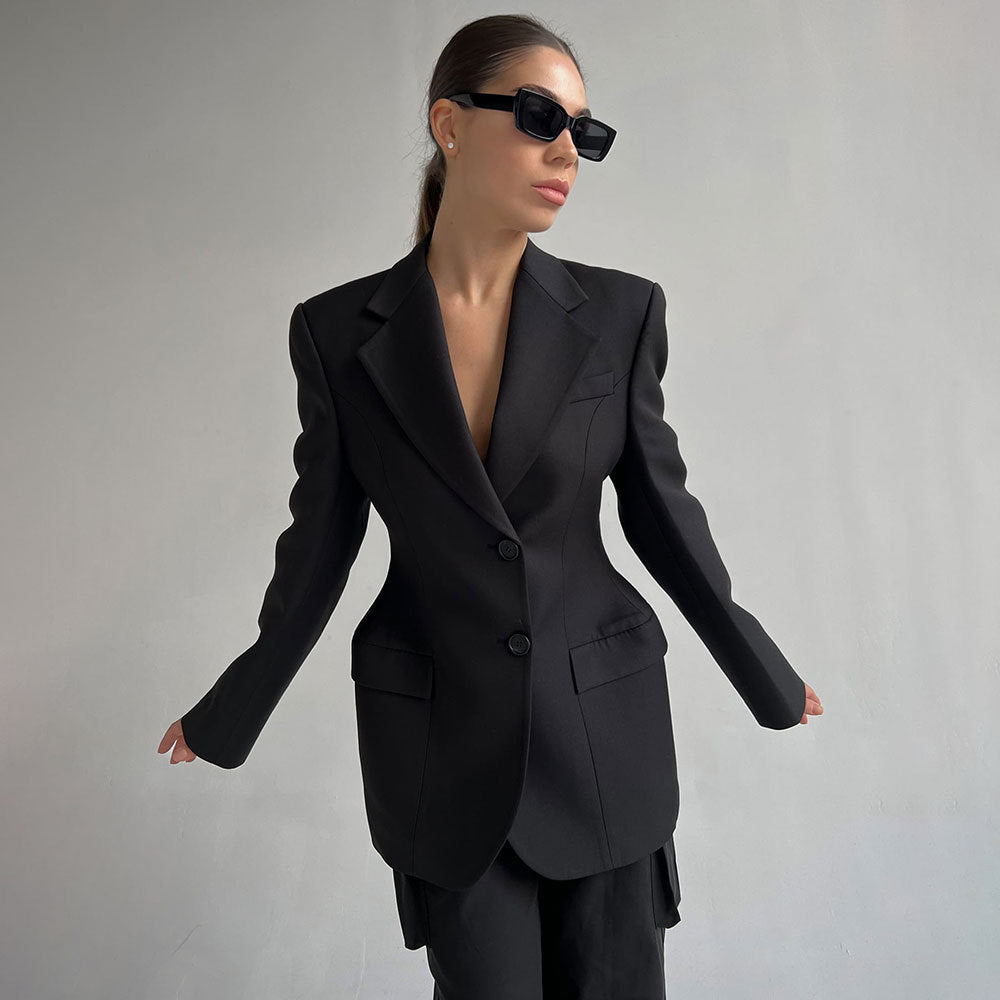 V-Neck Slim Women's Suit Jacket