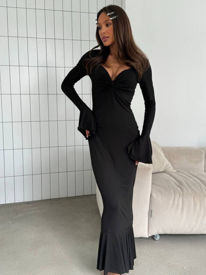 V-neck Elegant Ins Ruffle Sleeve Long Sleeve