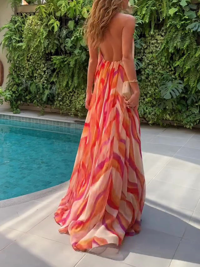 Halterneck Gradient Backless Dress