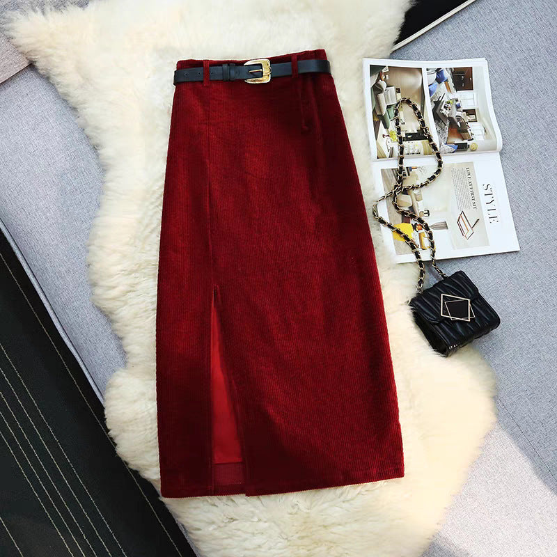 Elegant Retro Autumn Split Skirt