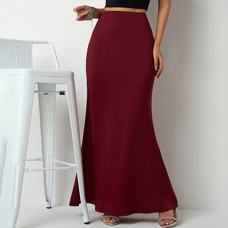 Women’s Flared Satin Midi Skirt