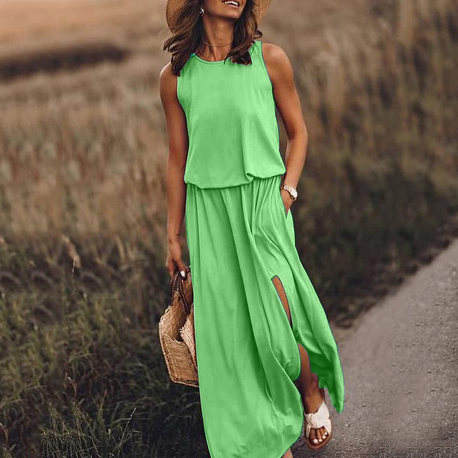 Sleeveless Split Midi Dress