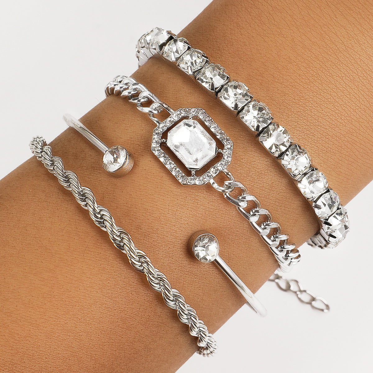 4-Piece Crystal Bracelet Set Women