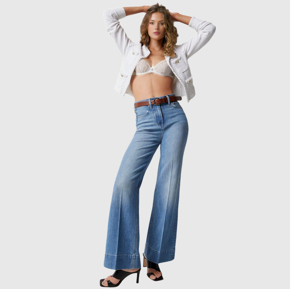Pantalones vaqueros holgados con cintura elástica de moda