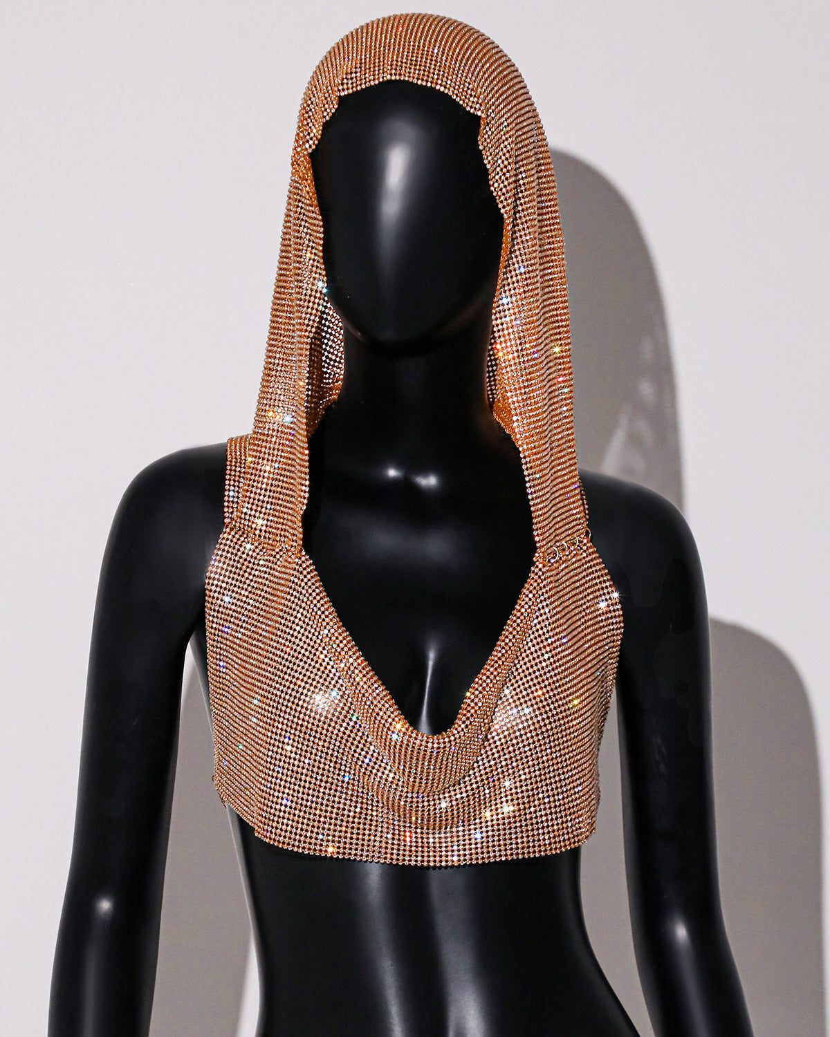 Metallic Sequin Hooded Vest