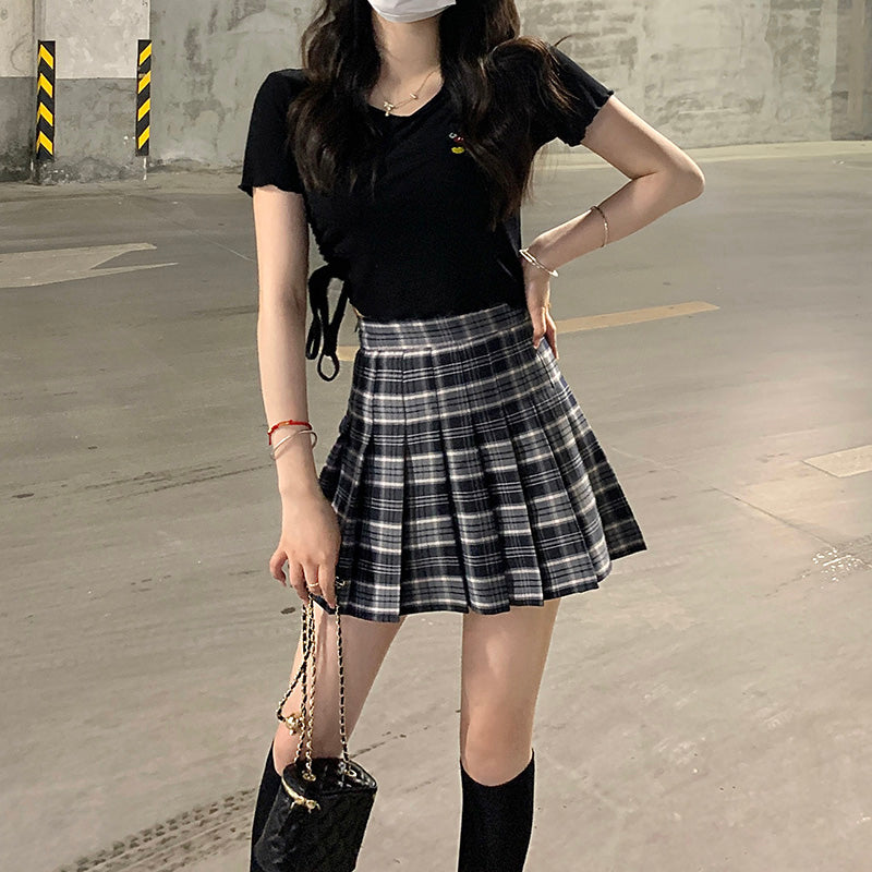 Plaid A-Line Pleated Skirt