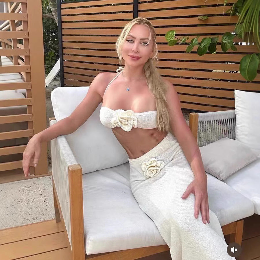 High Waist Knitted Crop Set