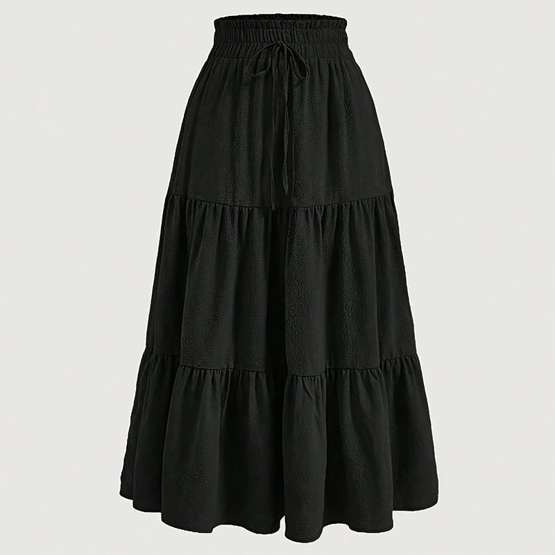 Falda midi plisada de talle alto para mujer con nudo.