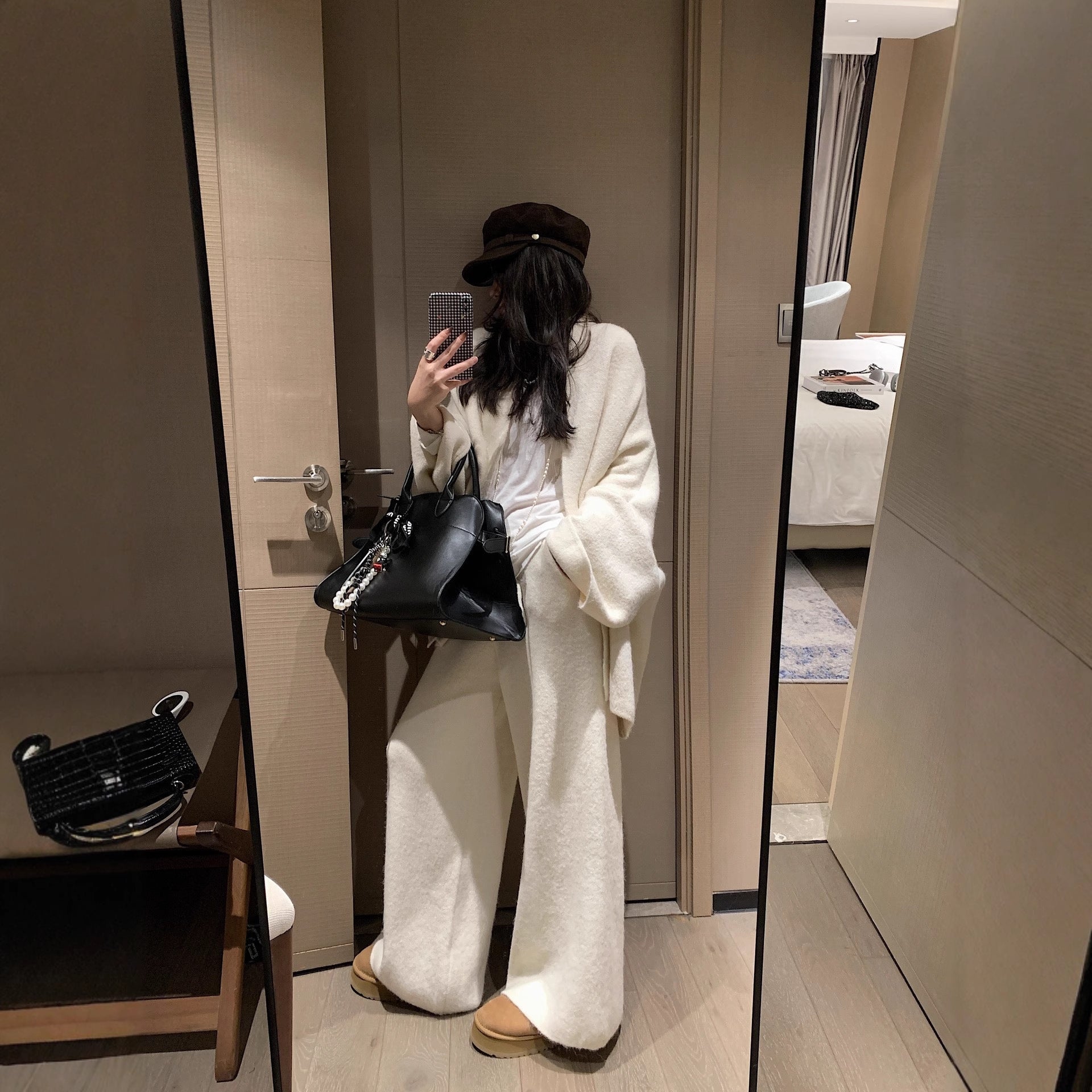 Knit Cardigan Wide Leg Set