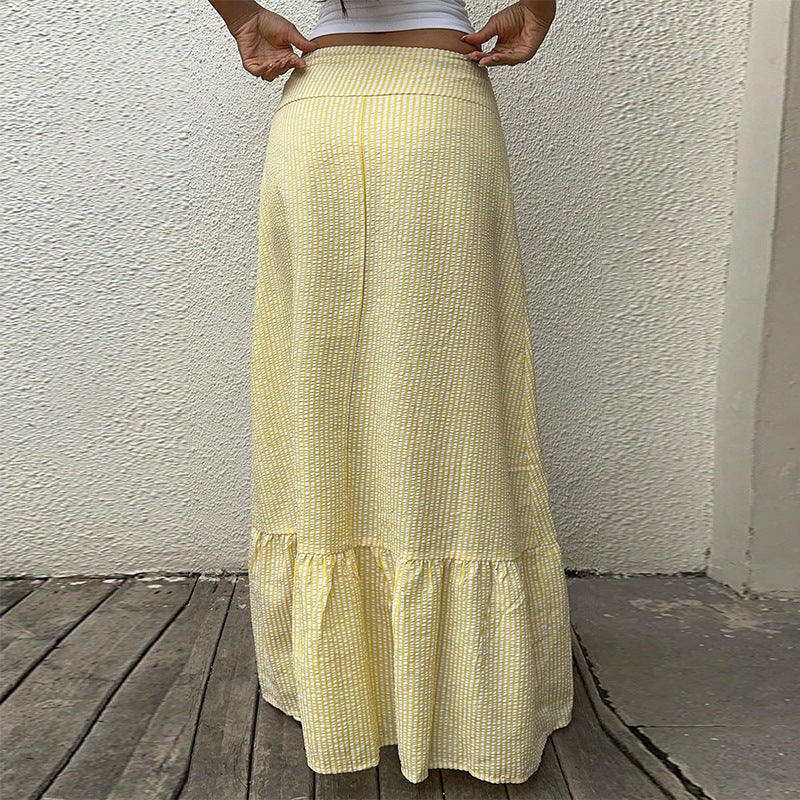 Solid Woven Midi Skirt
