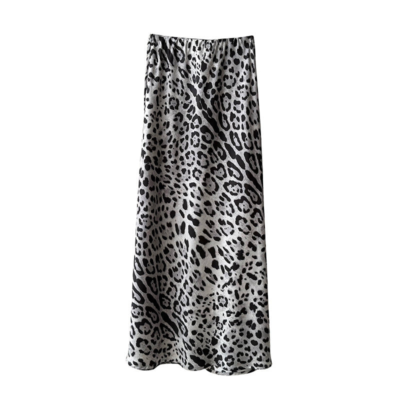 Luxury Leopard Print Split Skirt