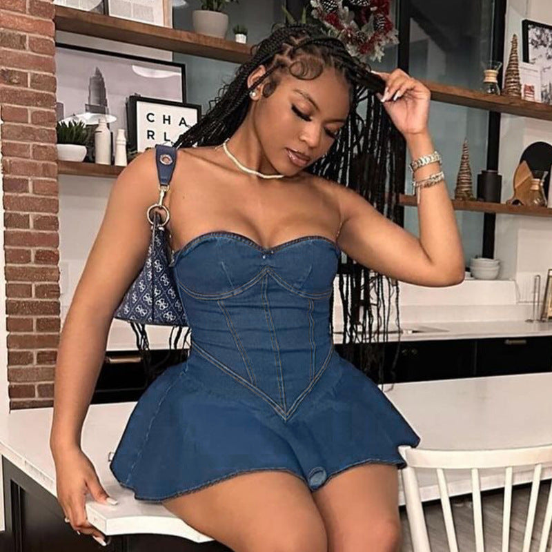 Denim Tube Top Dress