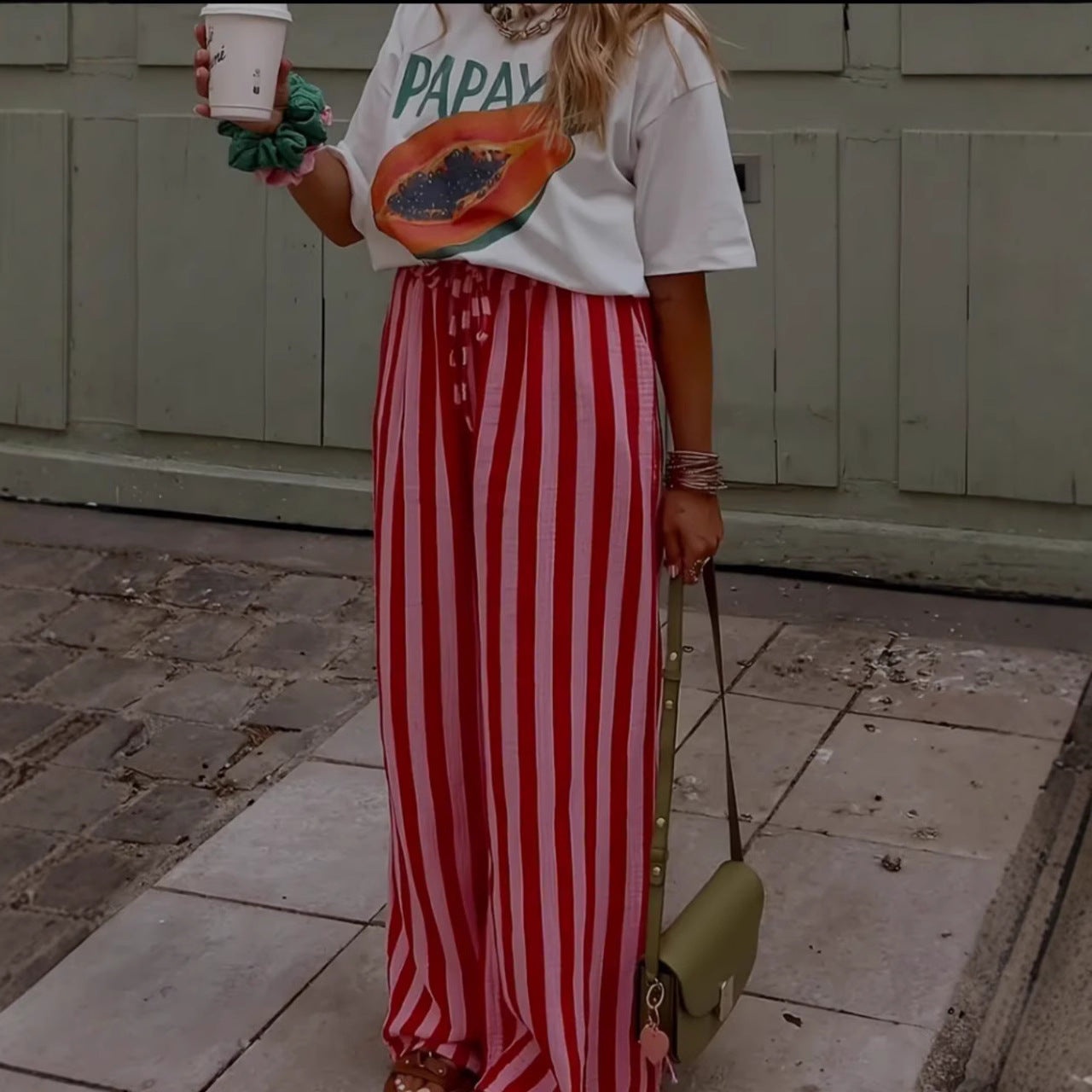 Striped Loose Wide-Leg Pants