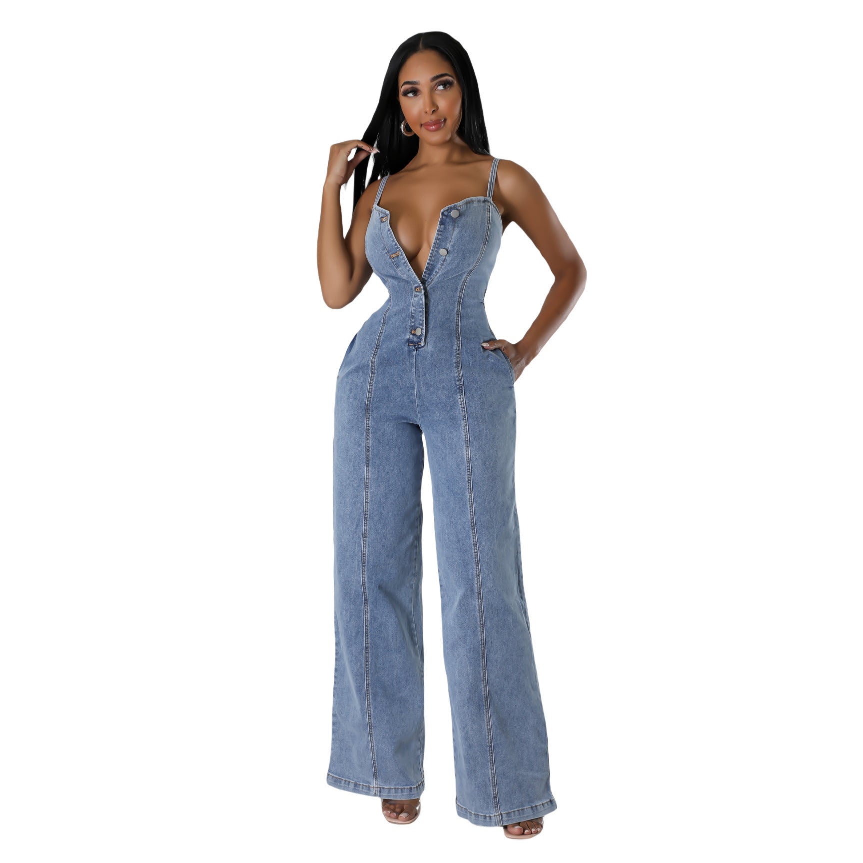 Fashion Suspenders Denim Jumpsuit