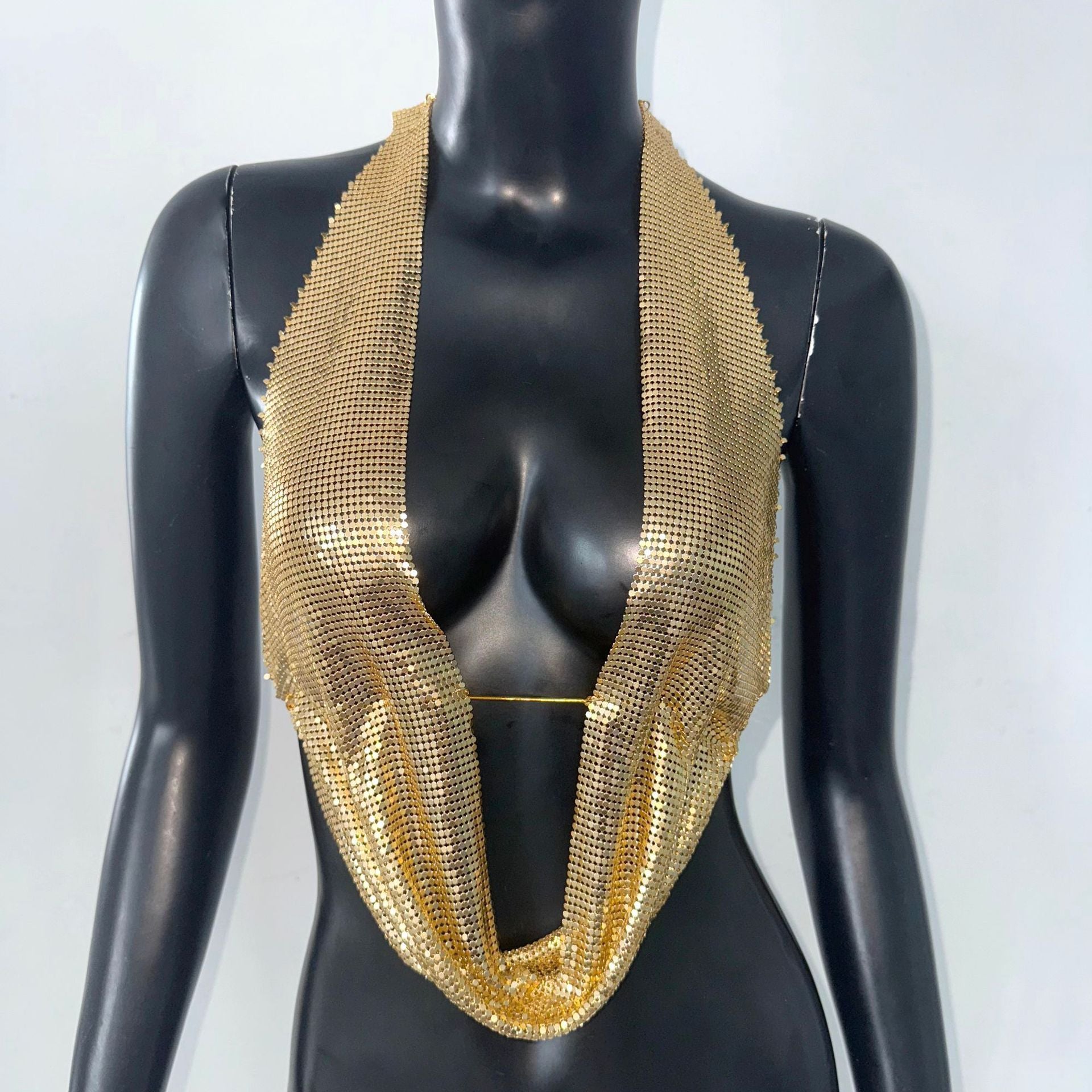 Metallic Sequined Suspender Vest