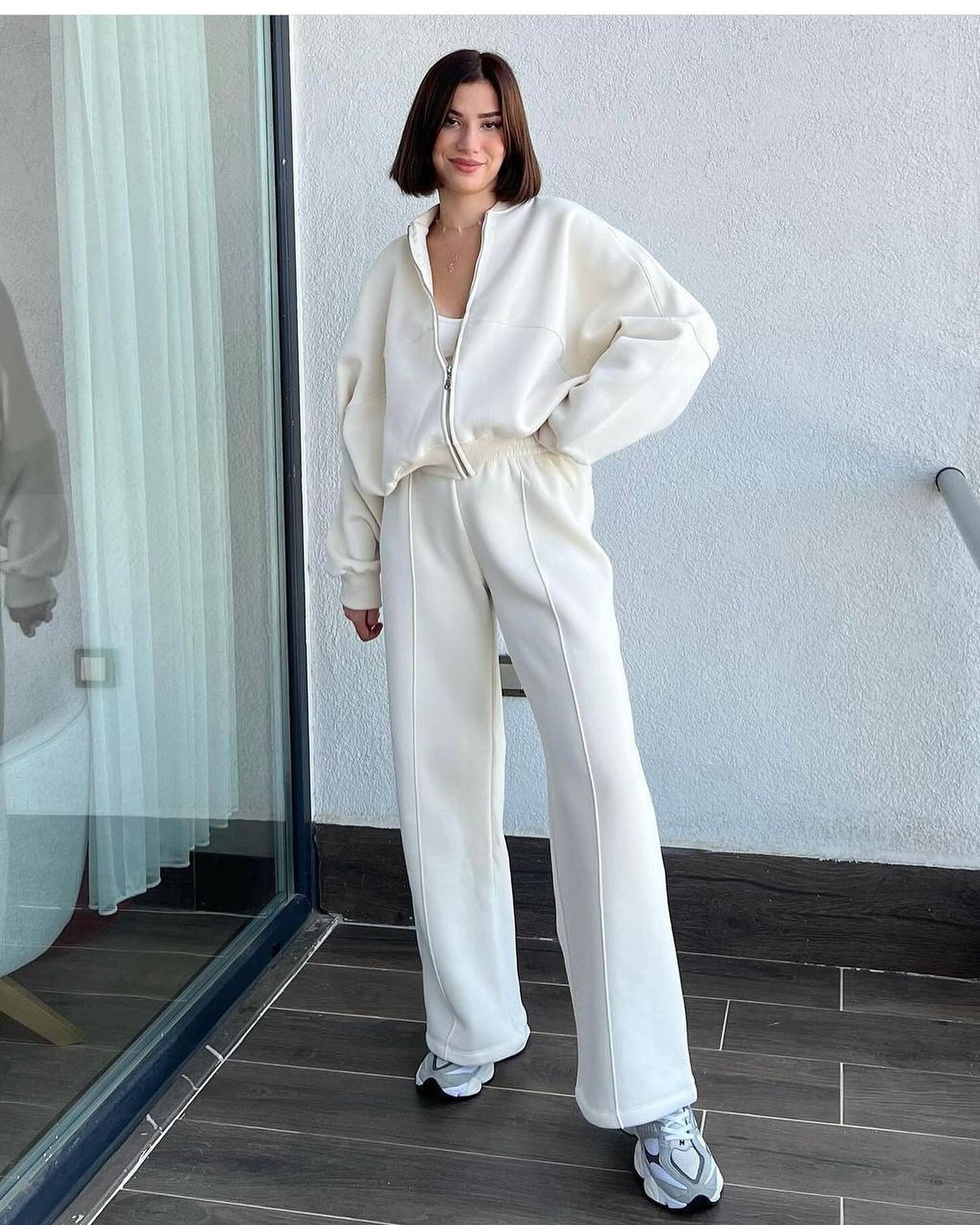 Loose Zip Sweater Set