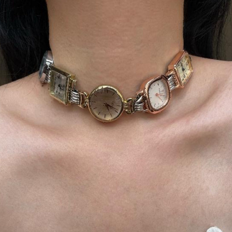 Trendy Patchwork Watch Choker Necklace