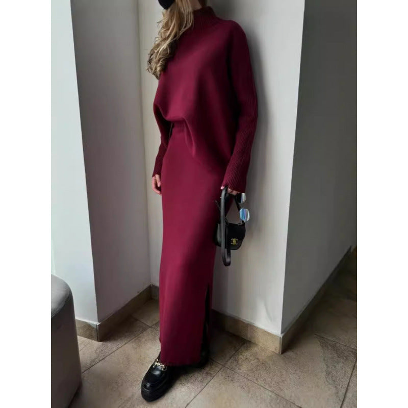 e Long Pullover Two-piece Overskirt Suit