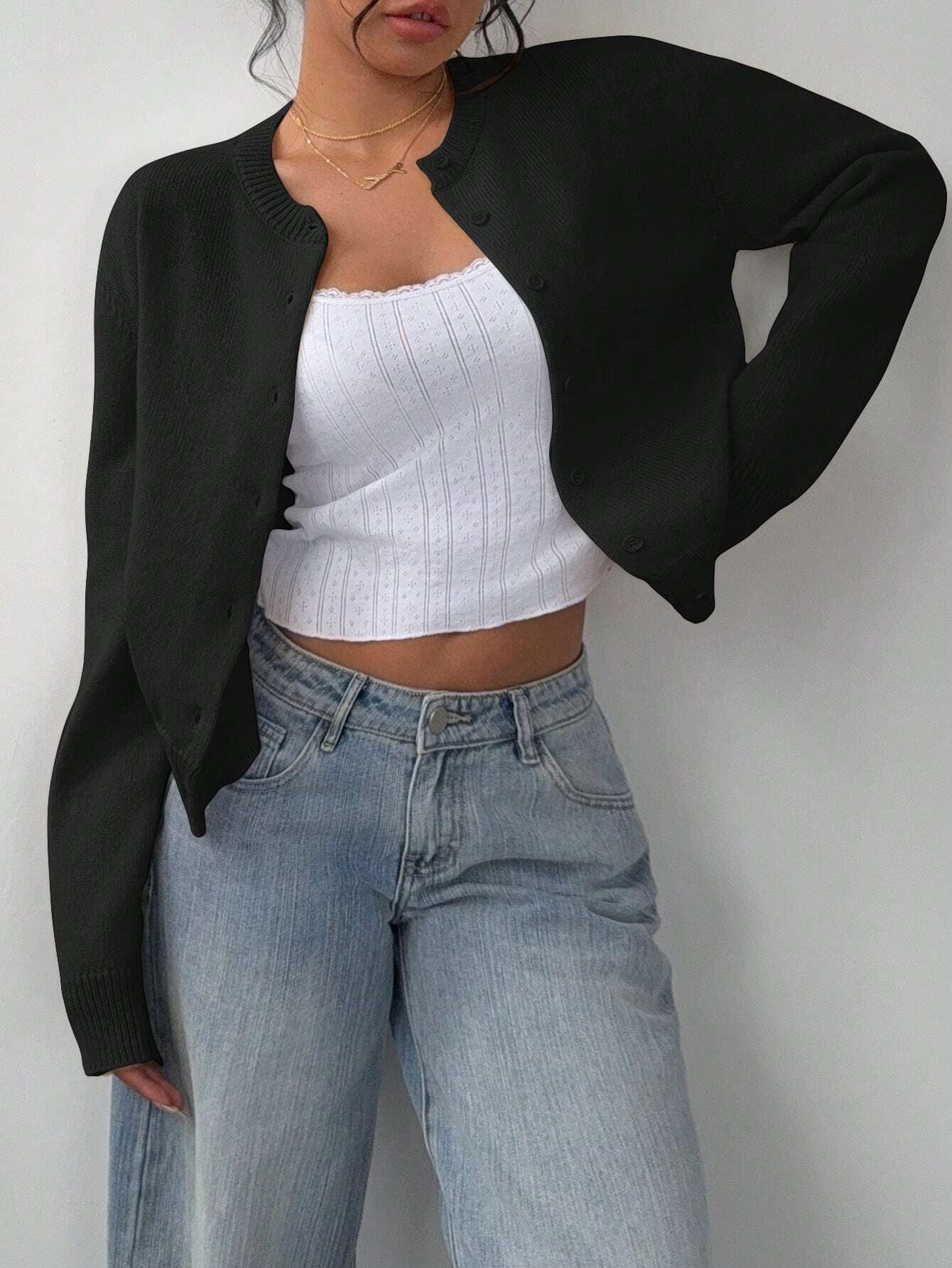 Chic Long Sleeve Knit Cardigan Sweater