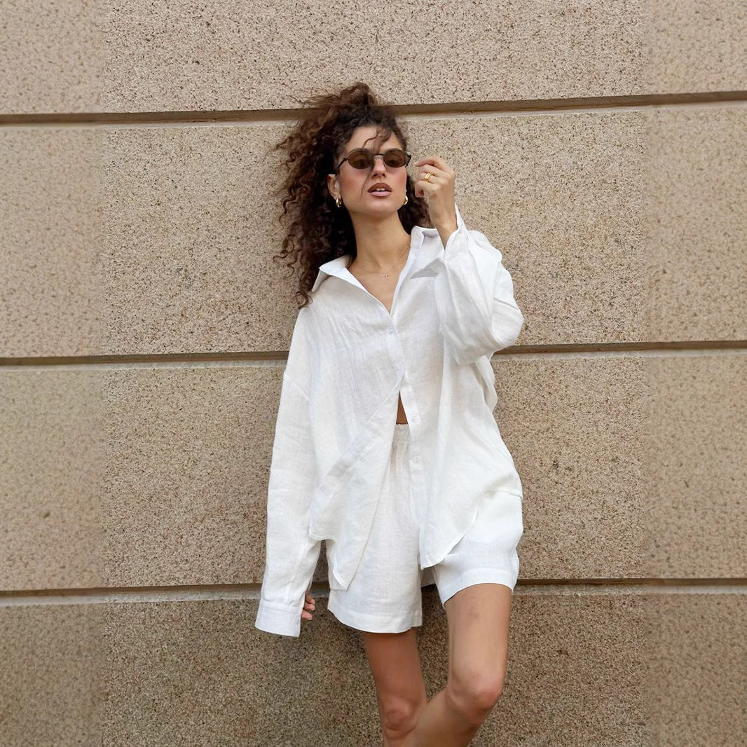 Long Sleeve Cardigan Shorts Set