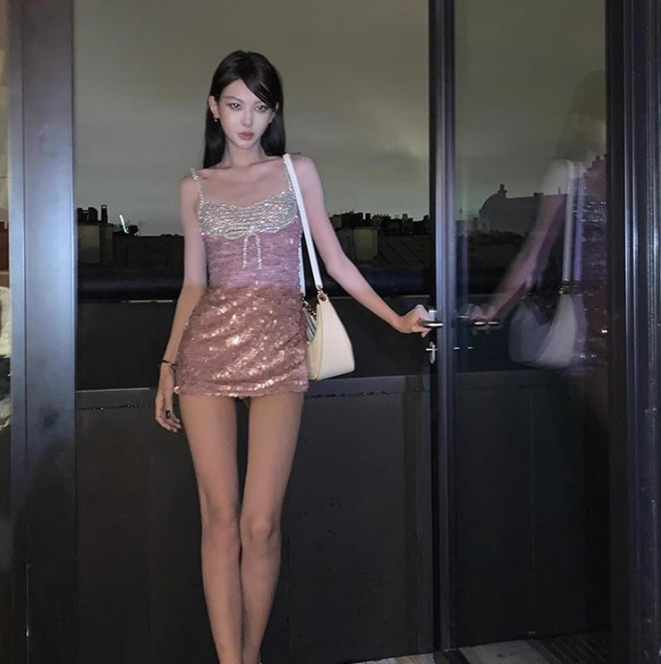 Elegant Sheath Sequin Slip Dress