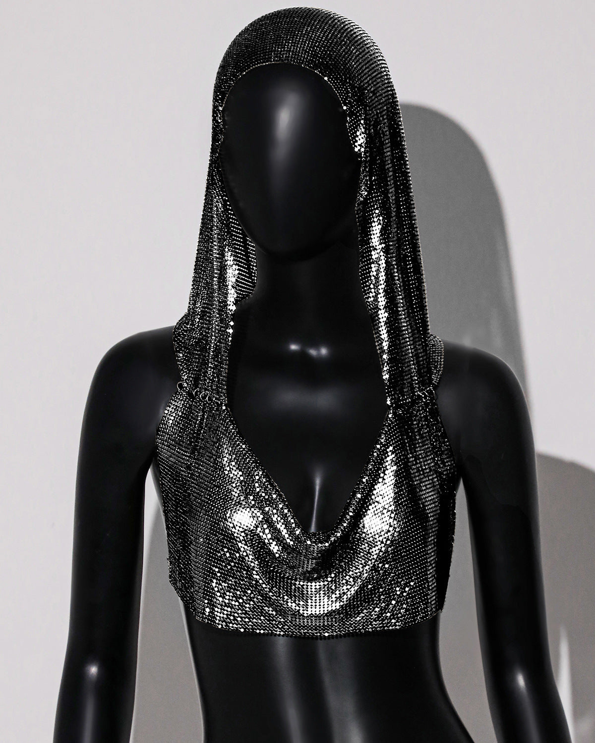 Metallic Sequin Hooded Vest