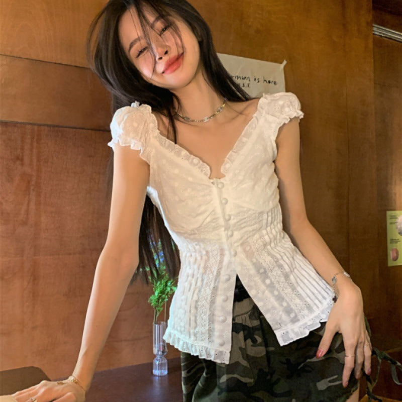 Slimming White Lace Blouse