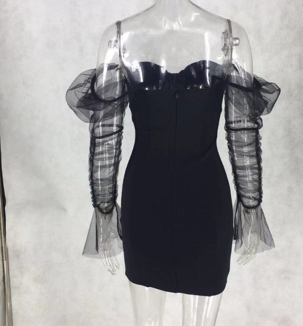 Bag Hip Dress Mesh Sleeves